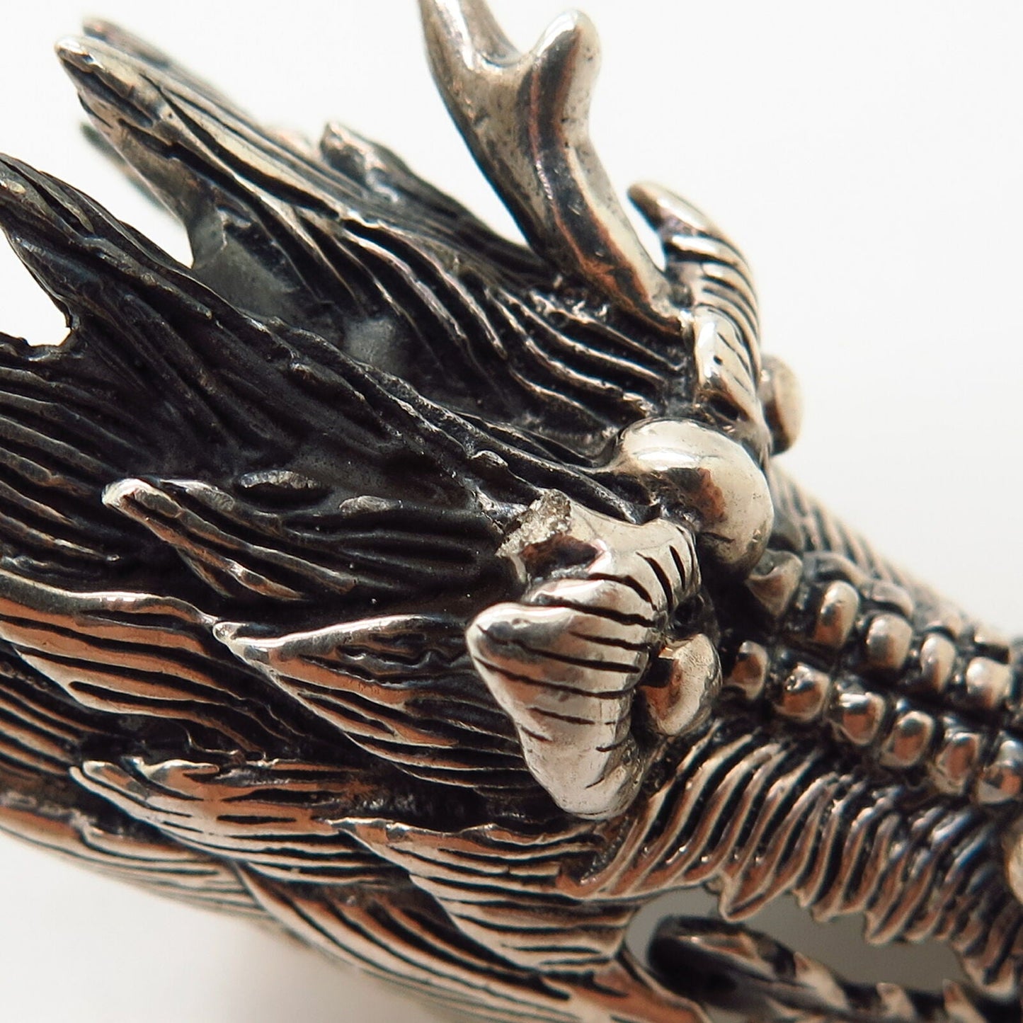 925 Sterling Silver Vintage Movable Dragon Phalanx Ring Size 5 1/4