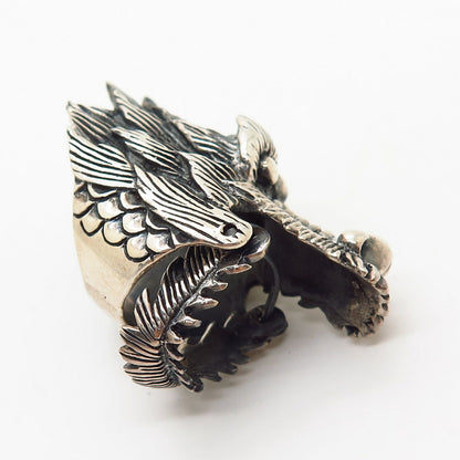 925 Sterling Silver Vintage Movable Dragon Phalanx Ring Size 5 1/4