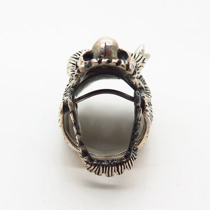 925 Sterling Silver Vintage Movable Dragon Phalanx Ring Size 5 1/4