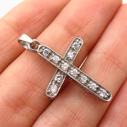 925 Sterling Silver C Z Religious Cross Pendant