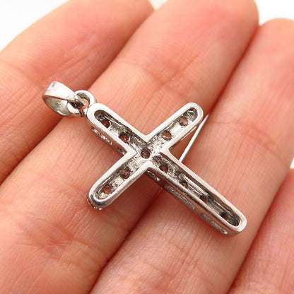 925 Sterling Silver C Z Religious Cross Pendant