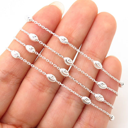 925 Sterling Silver Italy Bead By The Yard Chain Necklace 24"