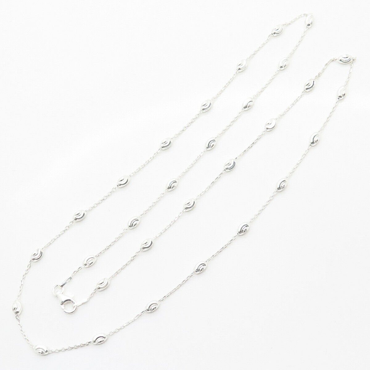 925 Sterling Silver Italy Bead By The Yard Chain Necklace 24"