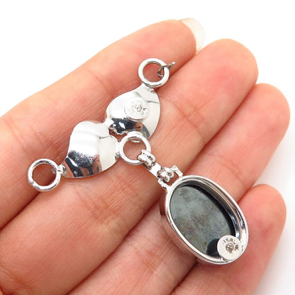 925 Sterling Silver Vintage Real Hematite Gemstone Necklace Central Part