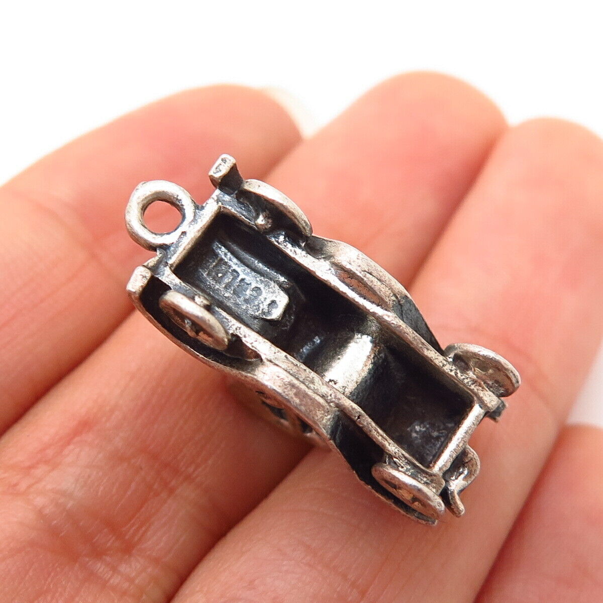 925 Sterling Silver Vintage Retro Car Design Charm Pendant