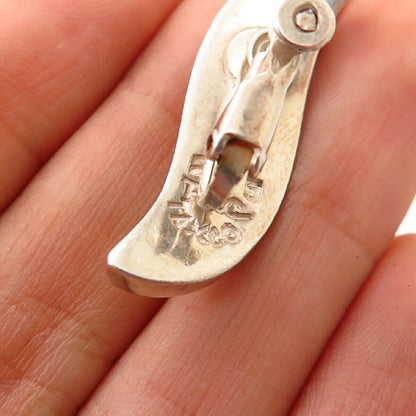 925 Sterling Silver Vintage Abstract Leaf Design Screw Back Earrings