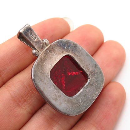 950 Silver Real Dichroic Glass Slide Pendant