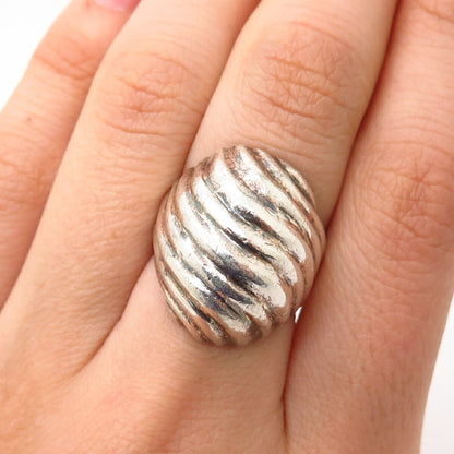 925 Sterling Silver Vintage Mexico Domed Shell Design Ring Size 5.5