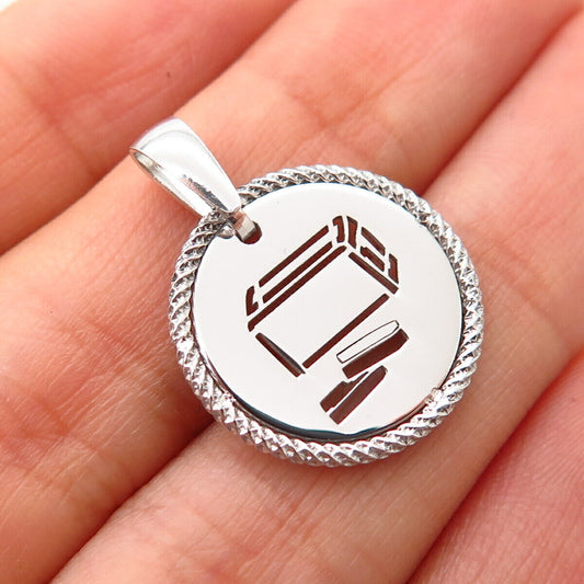 925 Sterling Silver Italy Cutout Judaica Tzedakah Box Pendant