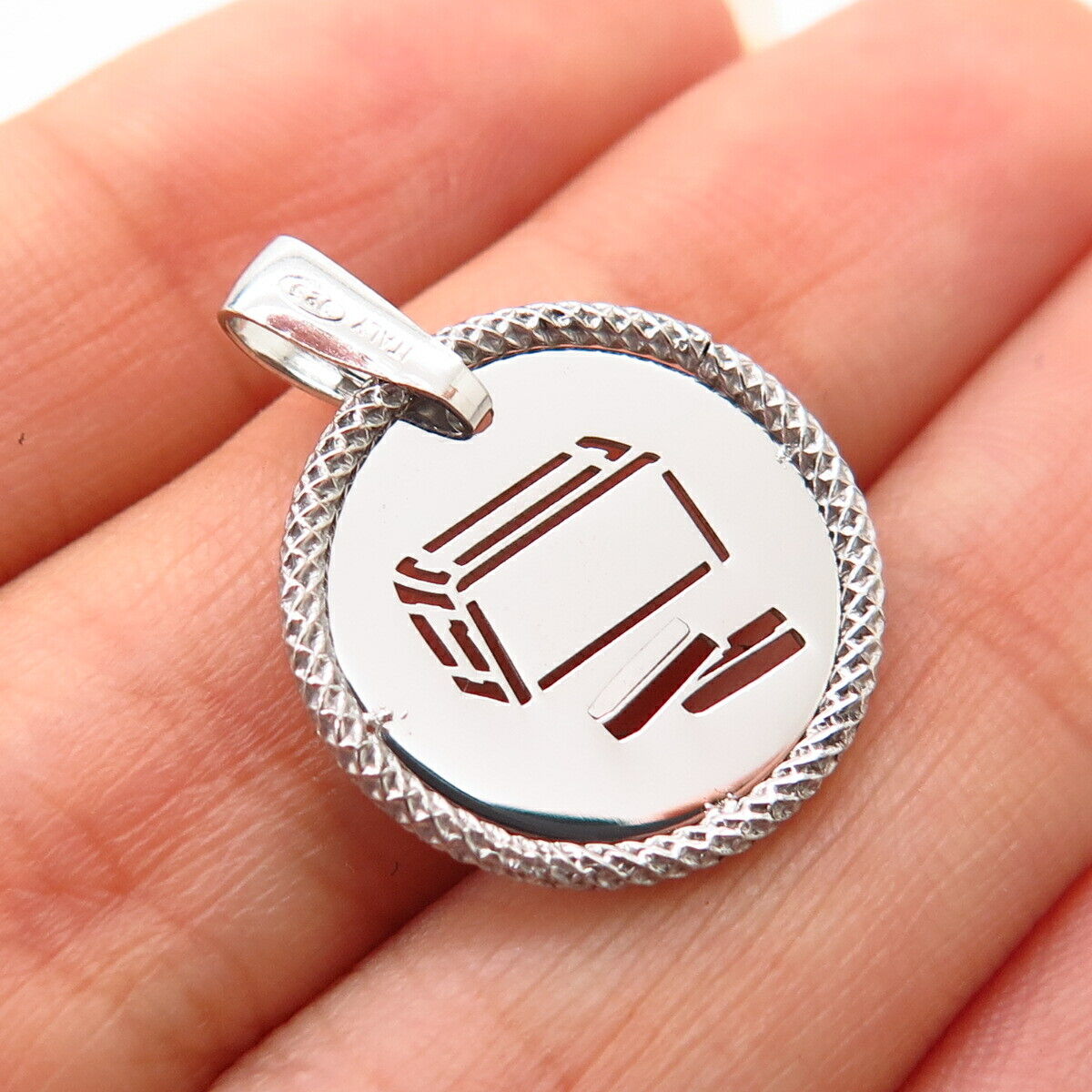 925 Sterling Silver Italy Cutout Judaica Tzedakah Box Pendant