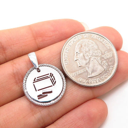 925 Sterling Silver Italy Cutout Judaica Tzedakah Box Pendant