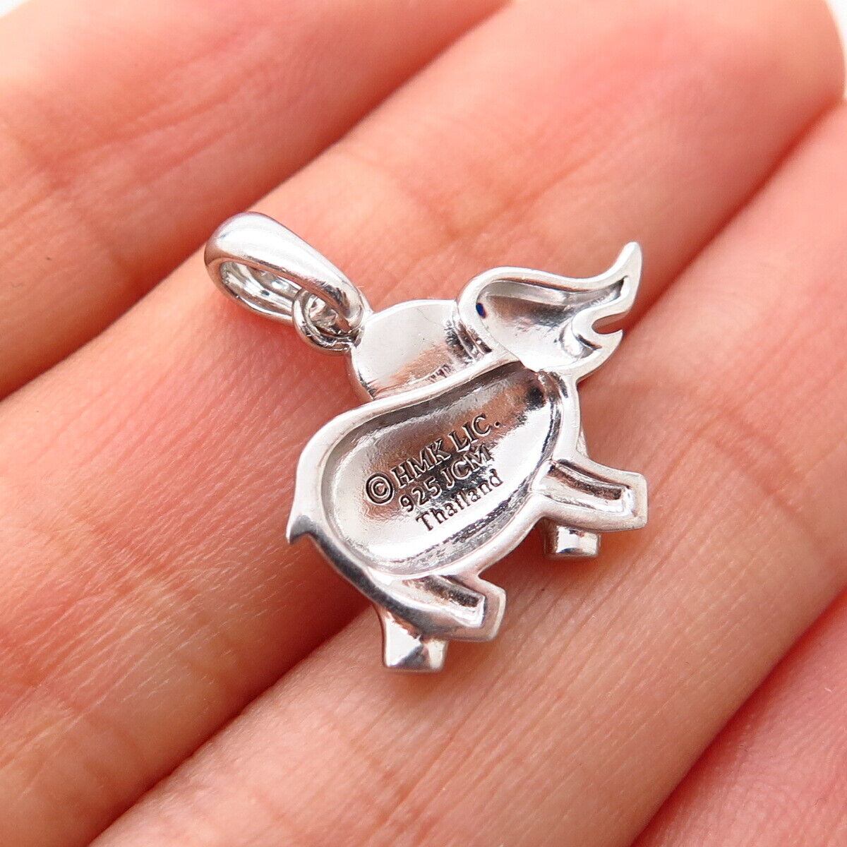 925 Sterling Silver Enamel Elephant For Good Luck Design Pendant