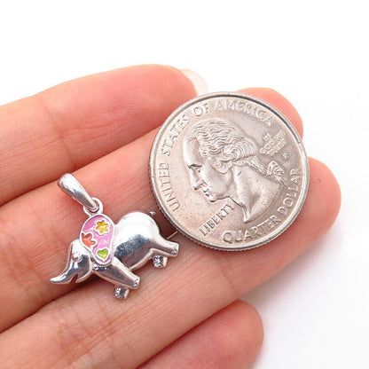 925 Sterling Silver Enamel Elephant For Good Luck Design Pendant