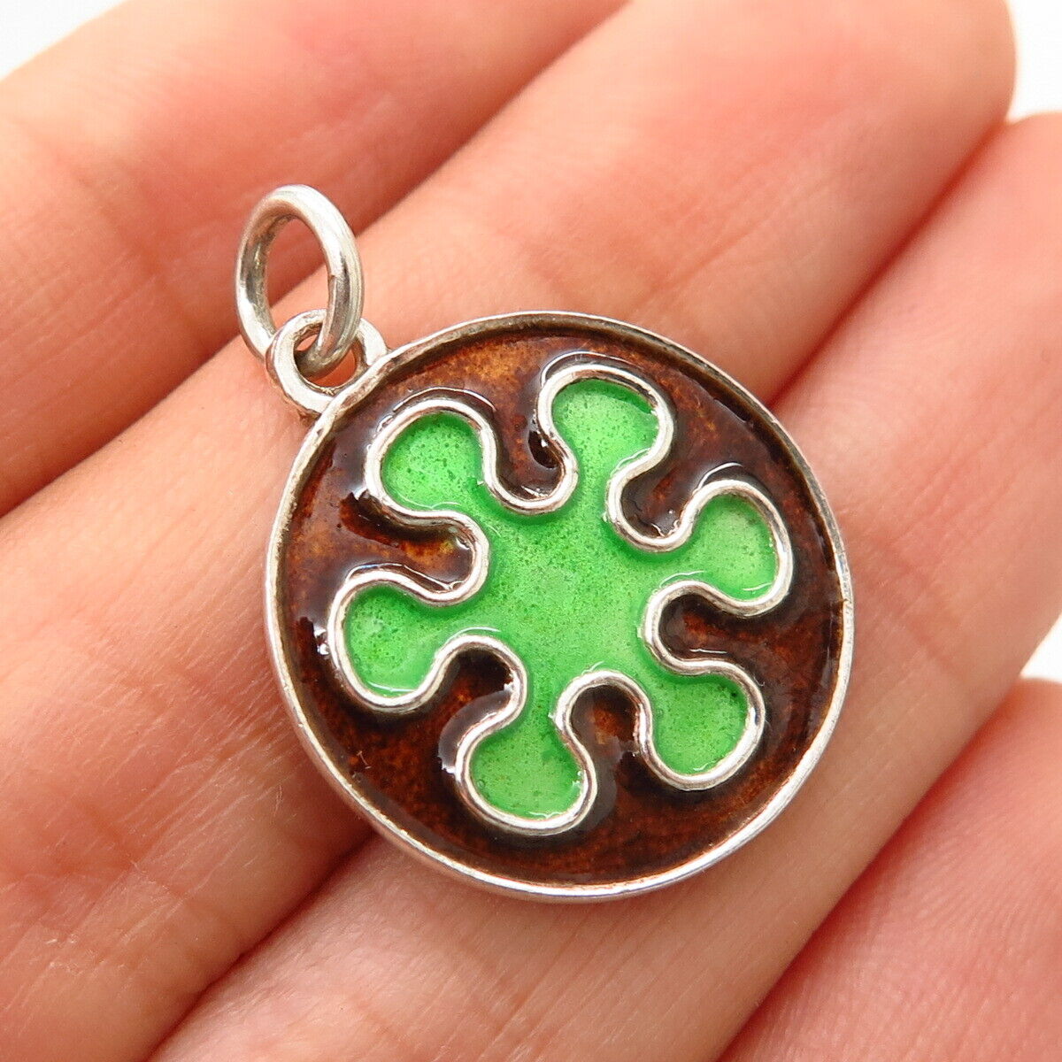 925 Sterling Silver Colorful Enamel Splash Design Charm Pendant