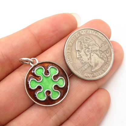 925 Sterling Silver Colorful Enamel Splash Design Charm Pendant