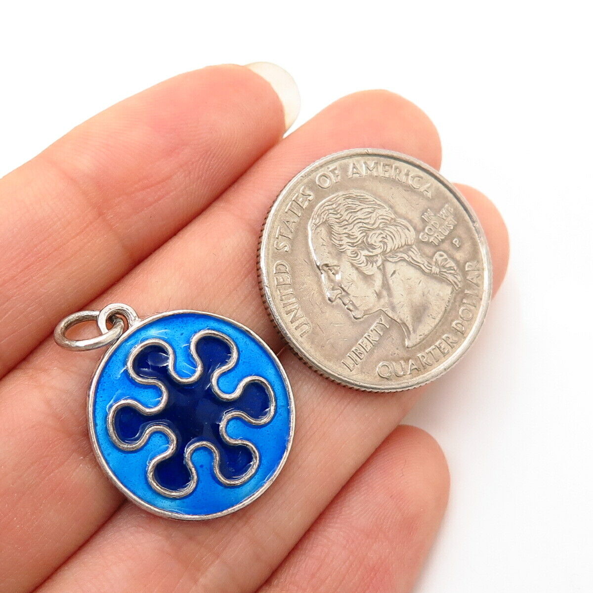 925 Sterling Silver Colorful Enamel Splash Design Charm Pendant