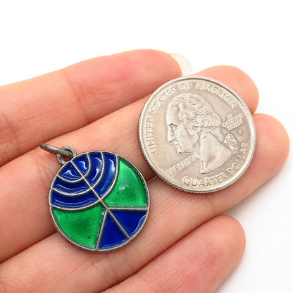 925 Sterling Silver Colorful Enamel Abstract Design Charm Pendant