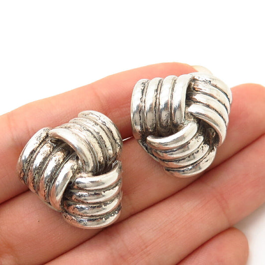 925 Sterling Silver Vintage Mexico Modernist Knot Design Earrings