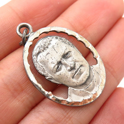 925 Sterling Silver Vintage "St. Pius X" Religious Charm Pendant