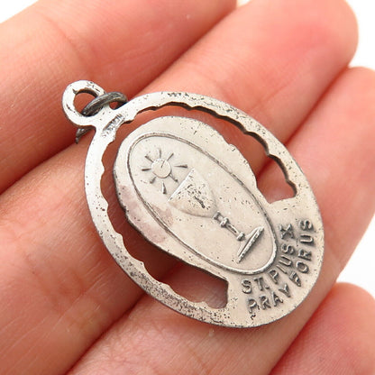 925 Sterling Silver Vintage "St. Pius X" Religious Charm Pendant