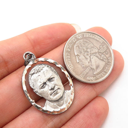 925 Sterling Silver Vintage "St. Pius X" Religious Charm Pendant