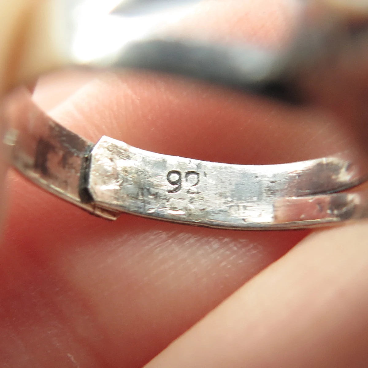 925 Sterling Silver Vintage Tribal Bead Adjustable Ring Size 7.25