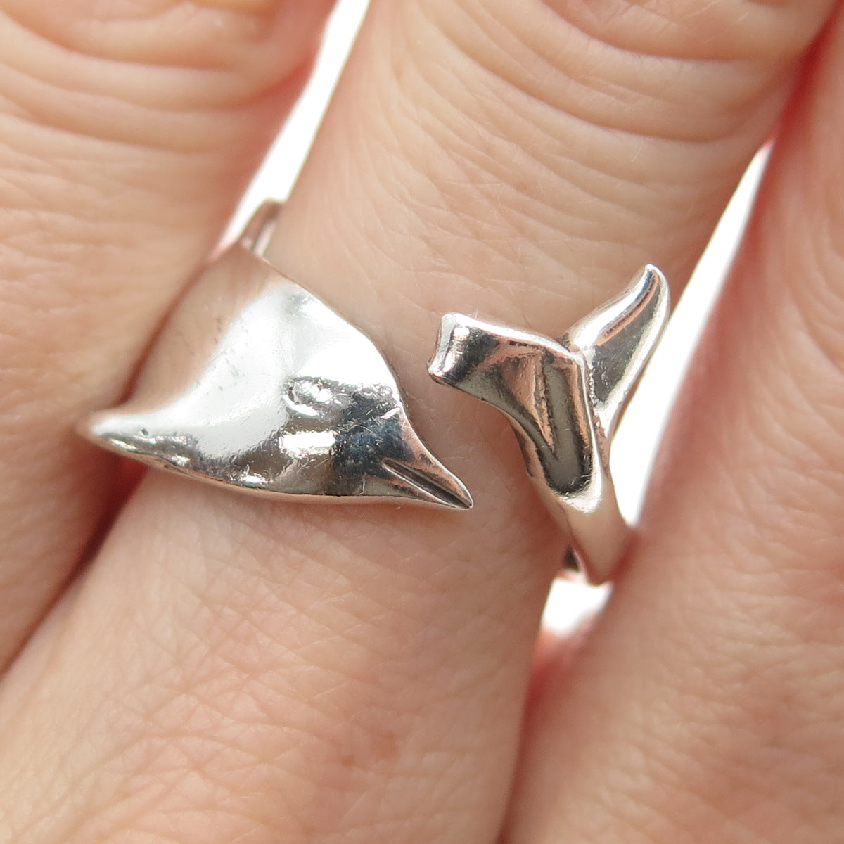 925 Sterling Silver Vintage Dolphin Adjustable Ring Size 8.25
