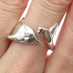 925 Sterling Silver Vintage Dolphin Adjustable Ring Size 8.25