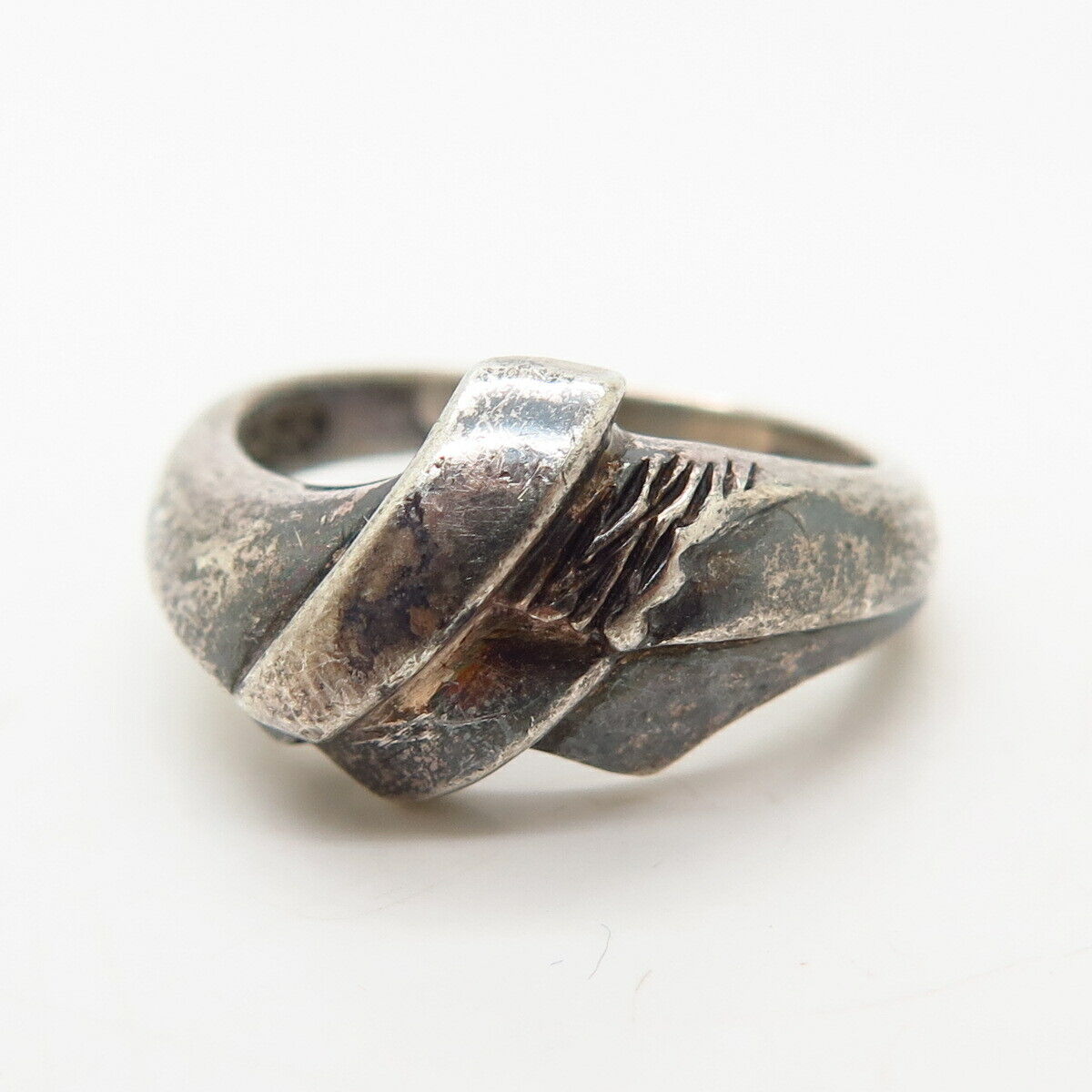 925 Sterling Silver Modernist Design Ring Size 5 3/4