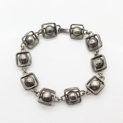 925 Sterling Silver Modernist Ball Design Link Bracelet 6 1/4"