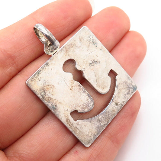 800 Silver Vintage Italy UnoAErre Cutout Anchor Design Pendant