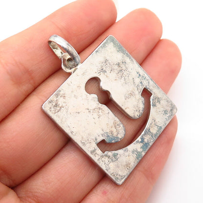 800 Silver Vintage Italy UnoAErre Cutout Anchor Design Pendant