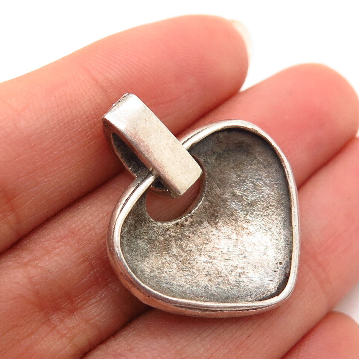 925 Sterling Silver Real Marcasite Gem Heart Design Slide Pendant