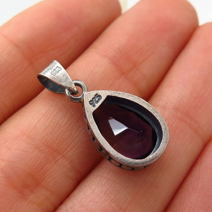 925 Sterling Silver Violet-Tone C Z Teardrop Design Pendant