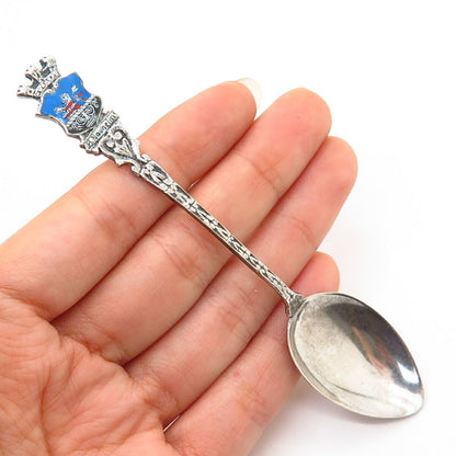 800 Silver Vintage Germany Enamel "Bad Nauheim" Coat of Arms Spoon