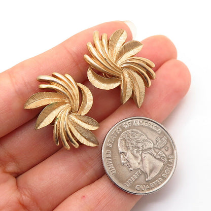 Gold-Tone Vintage Trifari Sheaf Design Clip On Earrings