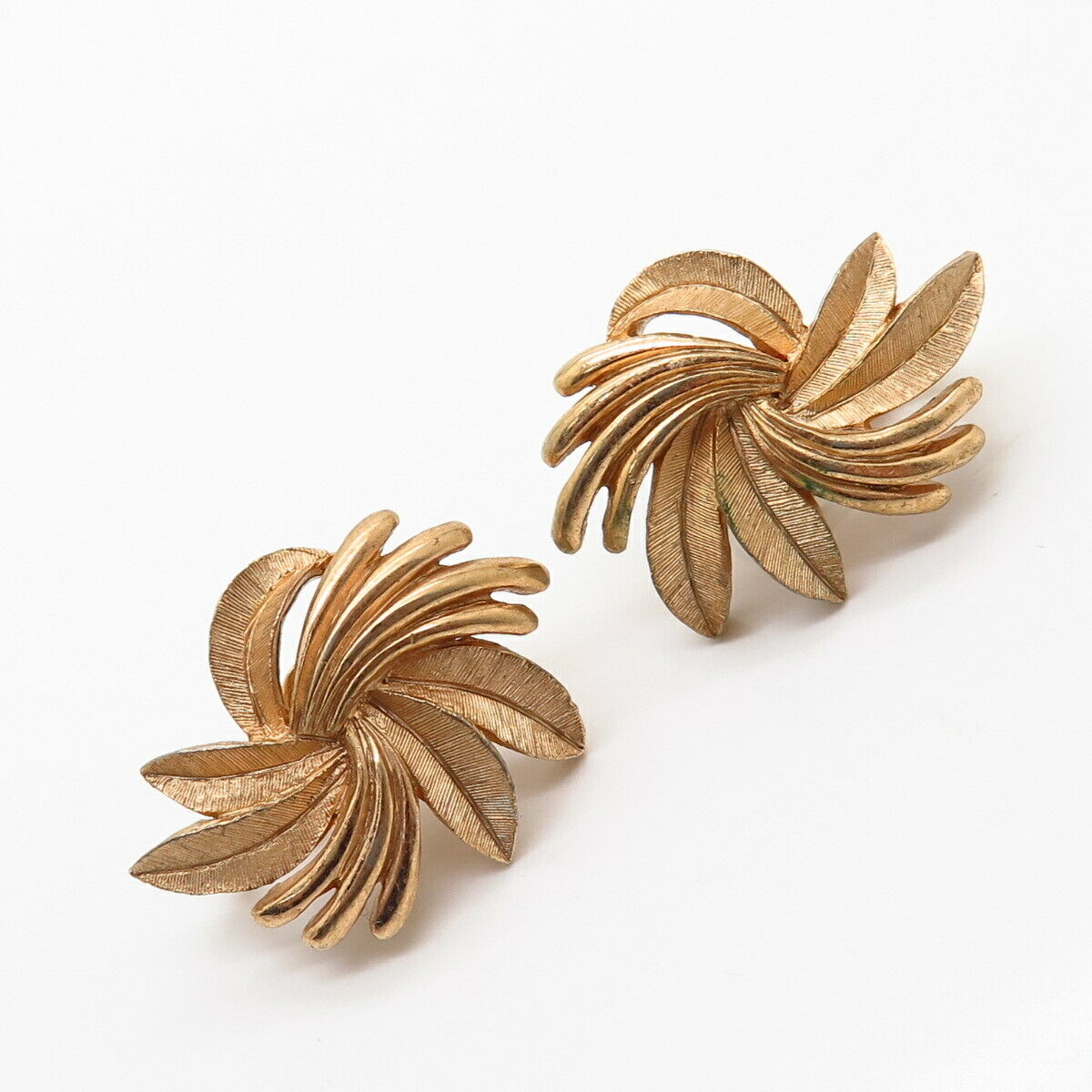 Gold-Tone Vintage Trifari Sheaf Design Clip On Earrings