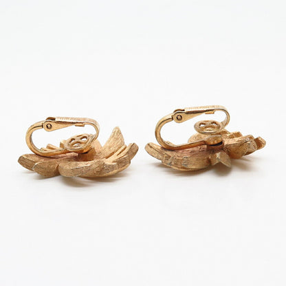 Gold-Tone Vintage Trifari Sheaf Design Clip On Earrings