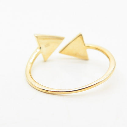 925 Sterling Silver Gold Plated C Z Arrowhead Design Bypass Ring Size 7 1/4