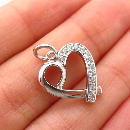 925 Sterling Silver C Z Heart Love Design Pendant