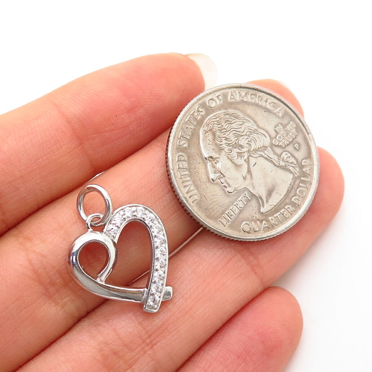 925 Sterling Silver C Z Heart Love Design Pendant