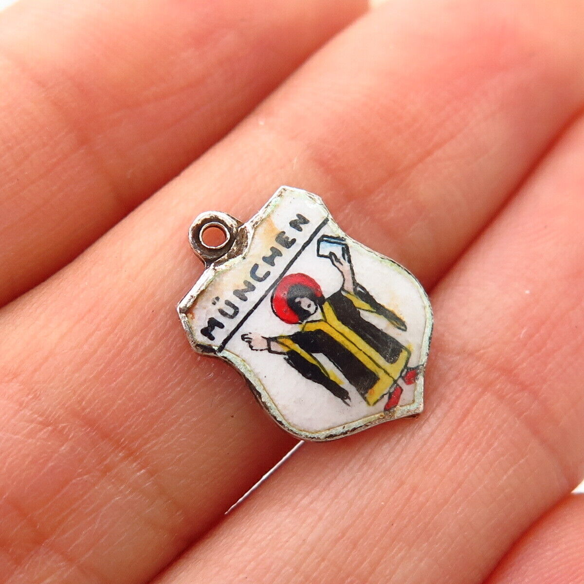 925 Sterling Silver Vintage Enamel "München / Munich" Charm Pendant