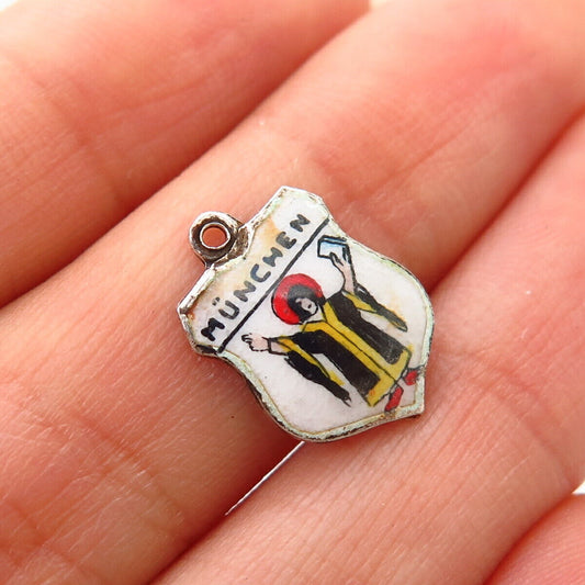 925 Sterling Silver Vintage Enamel "München / Munich" Charm Pendant