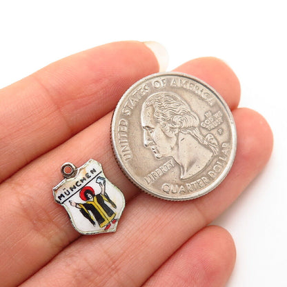 925 Sterling Silver Vintage Enamel "München / Munich" Charm Pendant