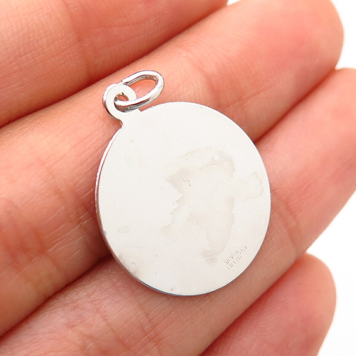 Silver Filled Vintage “First Communion” Round Charm Pendant