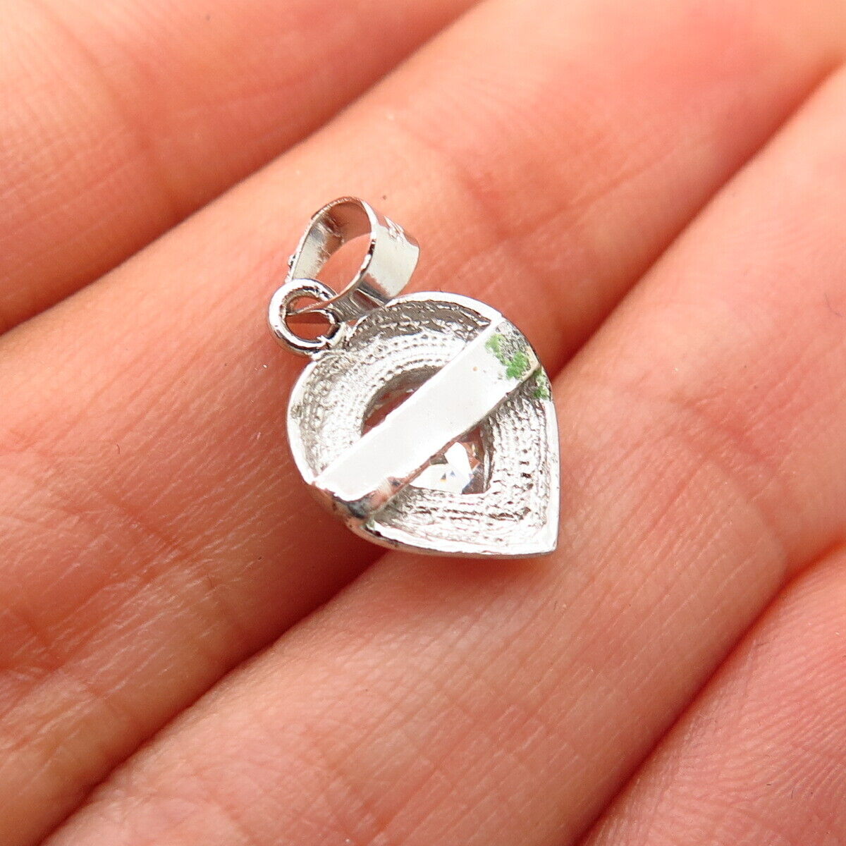 925 Sterling Silver C Z Abstract Heart Pendant