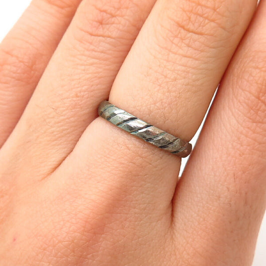 925 Sterling Silver Italy Milor Carved Twisted Design Band Ring Size 6