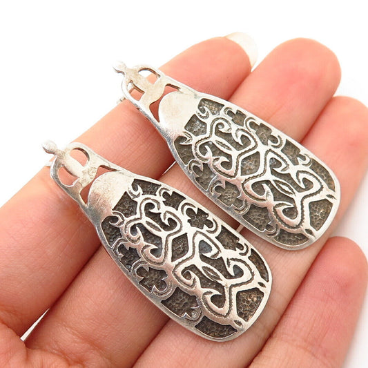 925 Sterling Silver Ornate Ethnic Design Bar Earrings