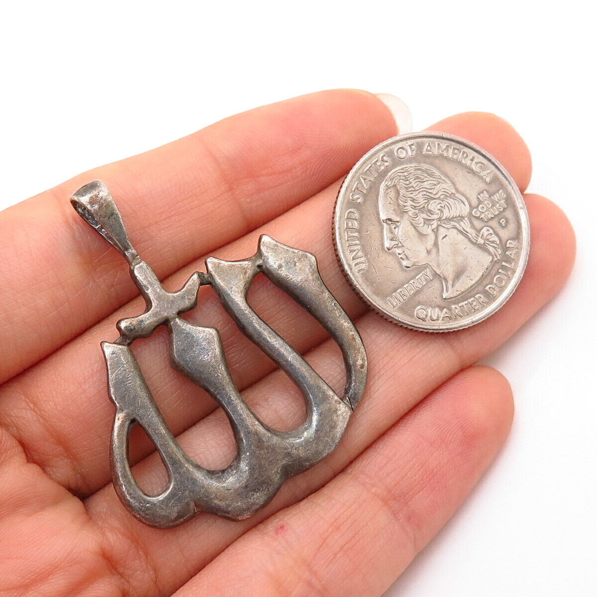 900 Silver Vintage God in Arabic Design Pendant