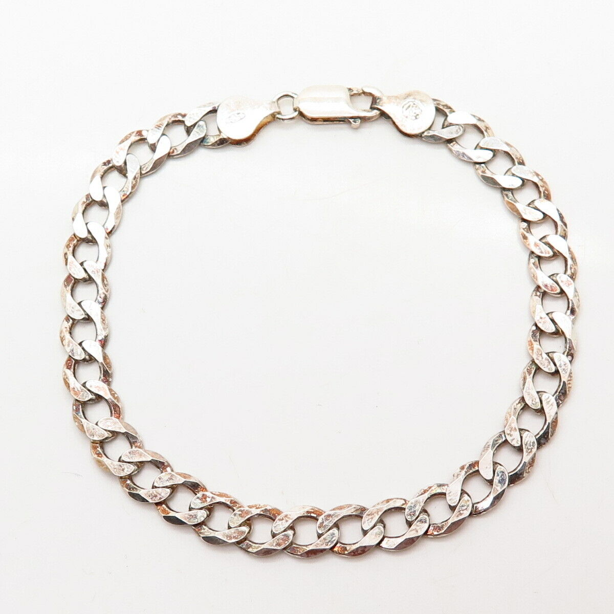 925 Sterling Silver Italy Cuban Link Bracelet Size 8"